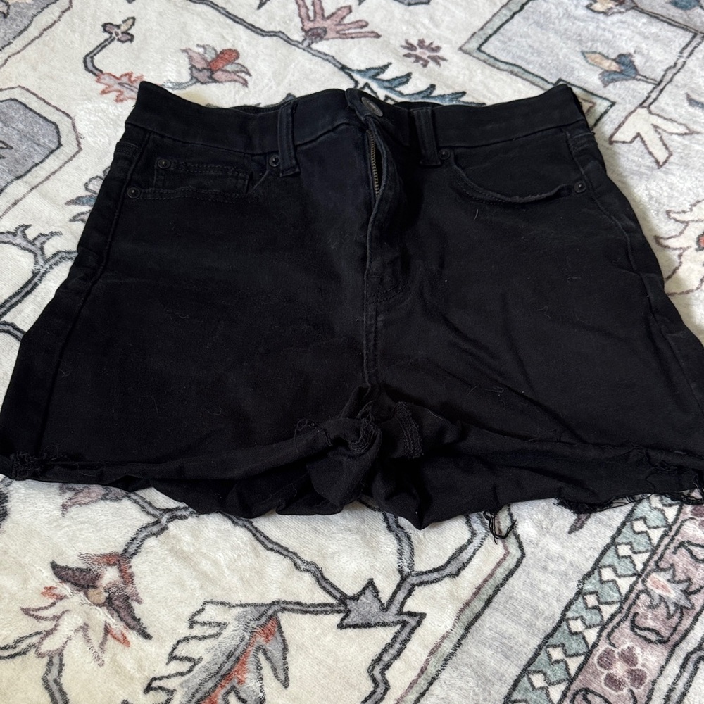 American Eagle Outfitters Black Jean Shorts High-Waisted Distressed